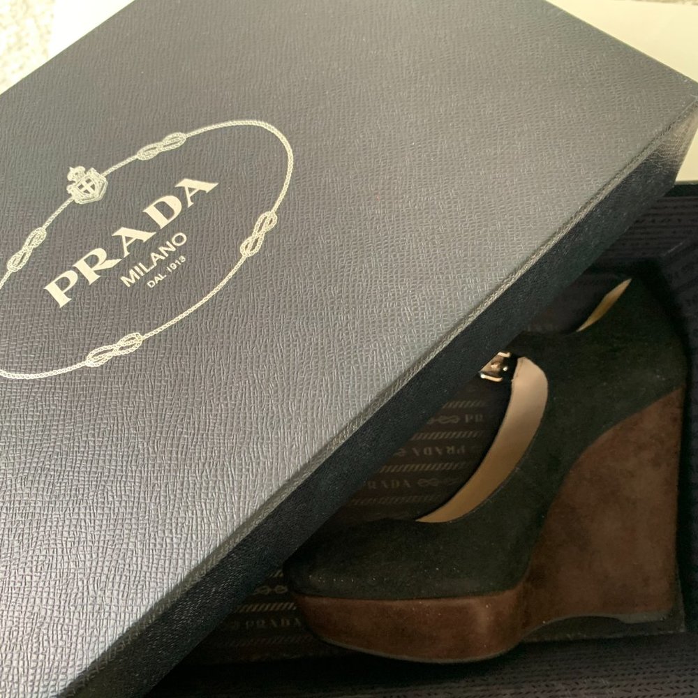 Prada Milano Suede Pumps with Strap Size 6.5 (EU 37) - Picture 7 of 7